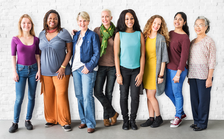 A group of women in all different stages of life and diversity.