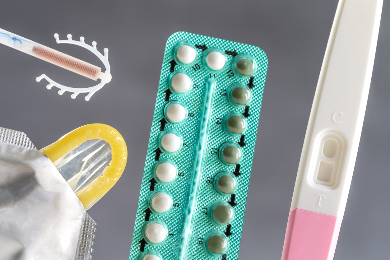 Contraception Education Concept female and male contraceptive, highlighting Birth Control 101