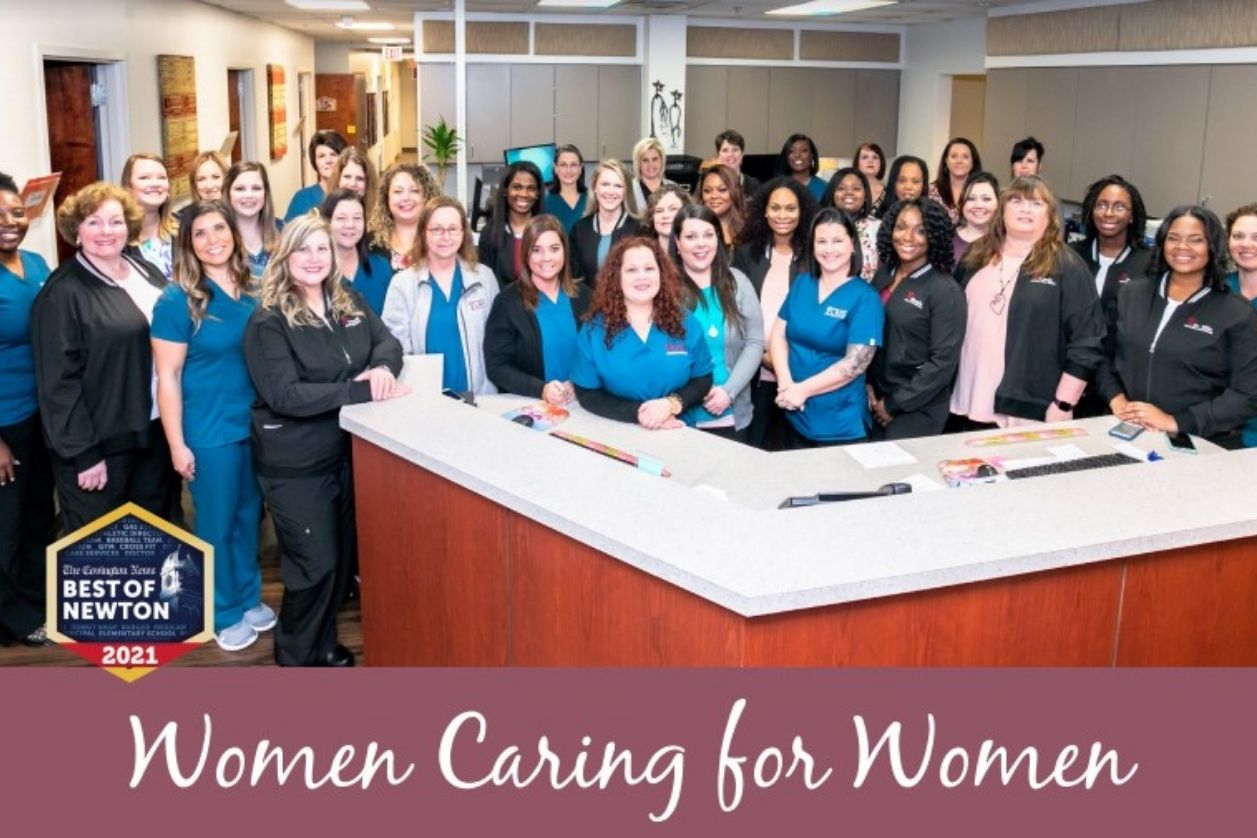 Photo of Covington Women's Health Staff with the Best of Newton Award logo.