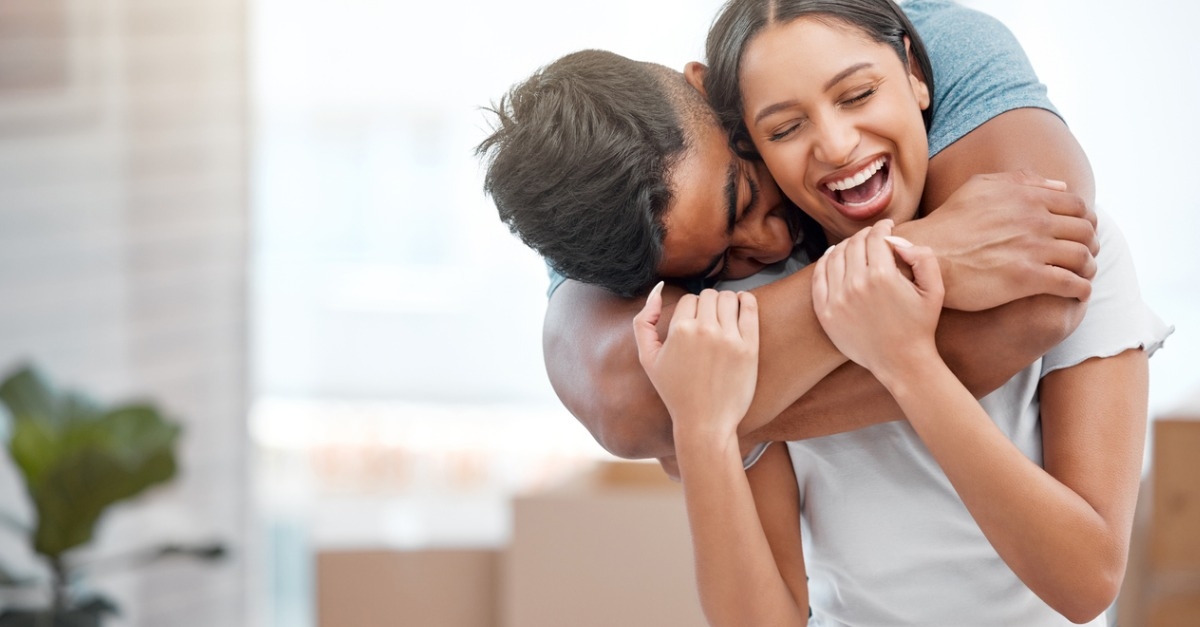 young couple hugging