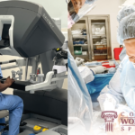 Dr. Sherley Samuels and Dr. Cathy Larrimore performing minimally invasive gynecologic surgery in the operating room