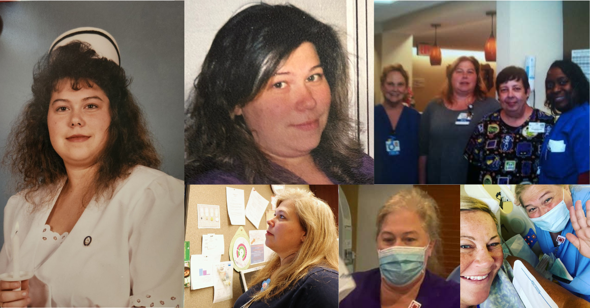 Susann Whittle, RN, labor and delivery nurse in Covington, GA, shown in photos from her 30+ year nursing career